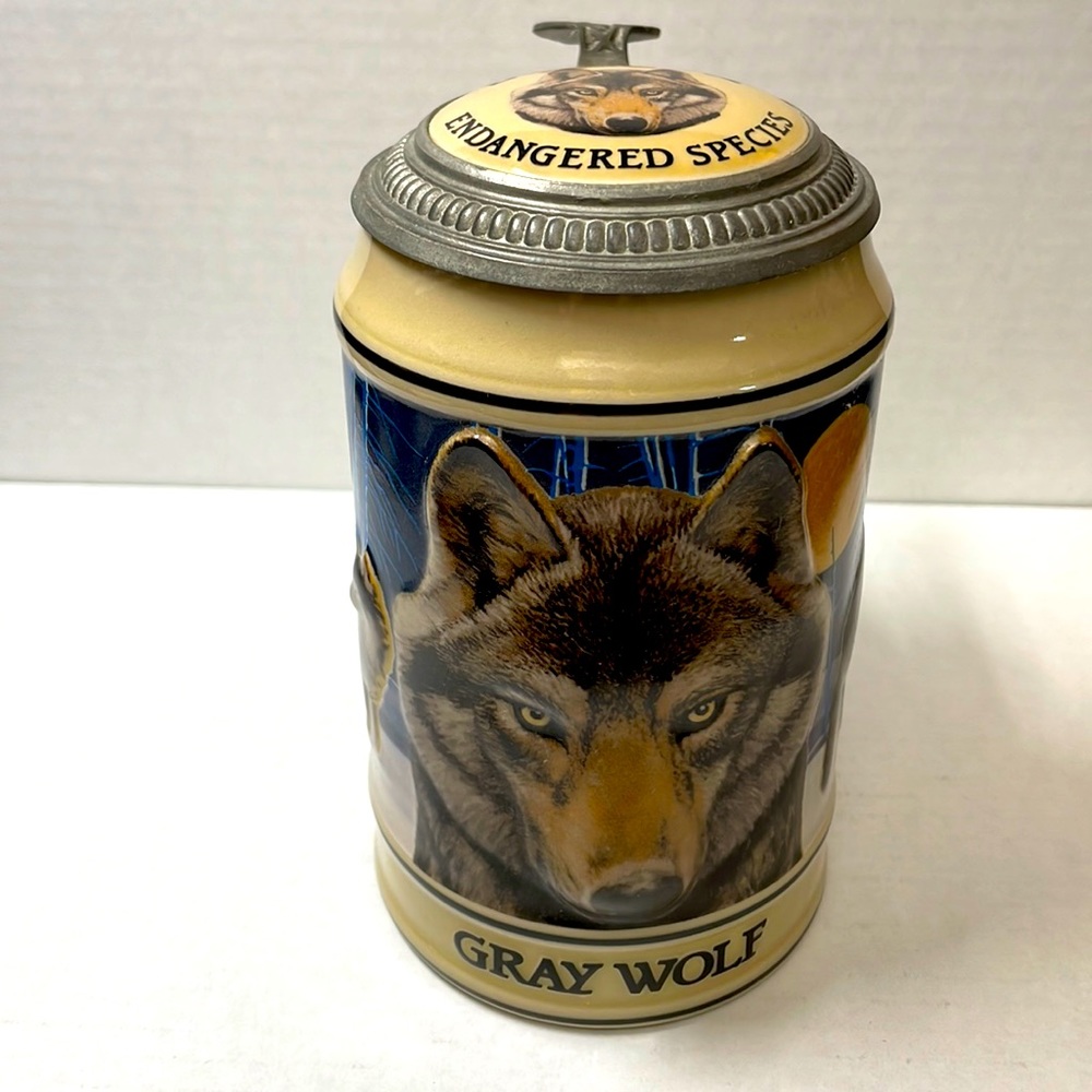 Budweiser Limited Edition Endangered Species Beer Stein - Gray Wolf - Picture 1 of 7